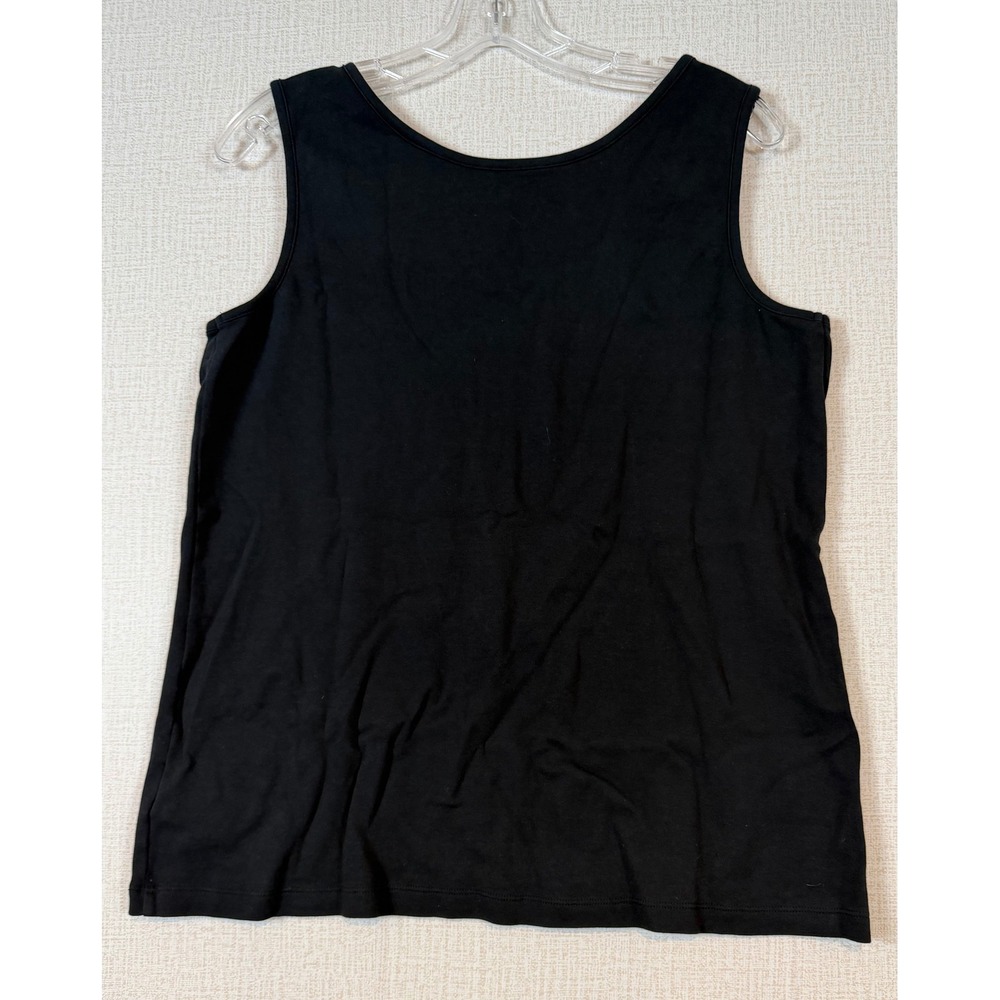 Lands End Womens Black Cotton Scoop Neck Tank Top Sleeveless Shirt Large 14-16 - Picture 3 of 7